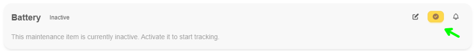 Active Maintenance Item button