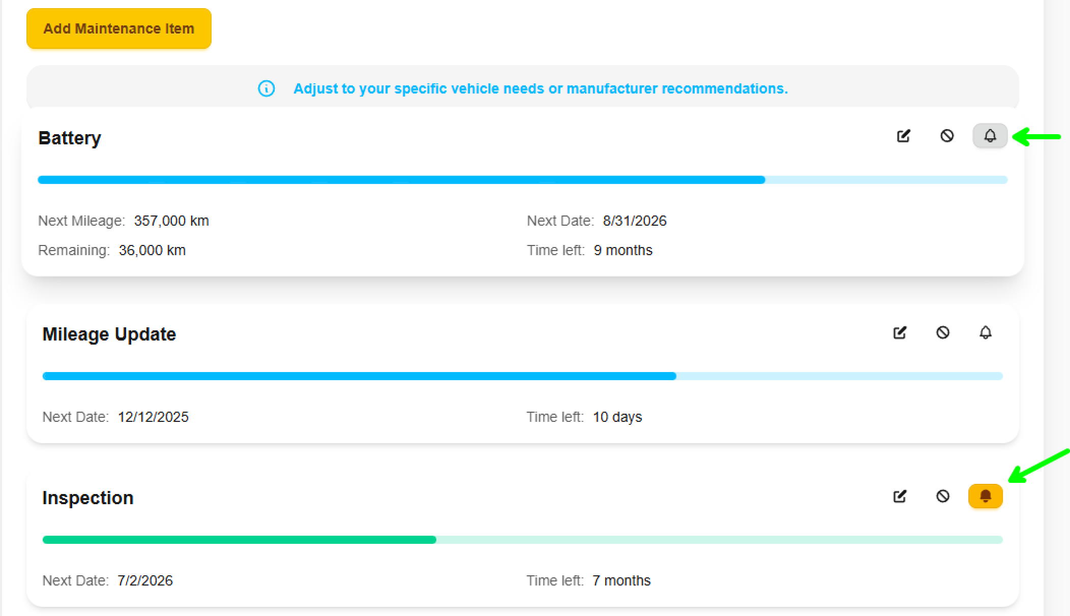 Maintenance Plan Setting Reminders