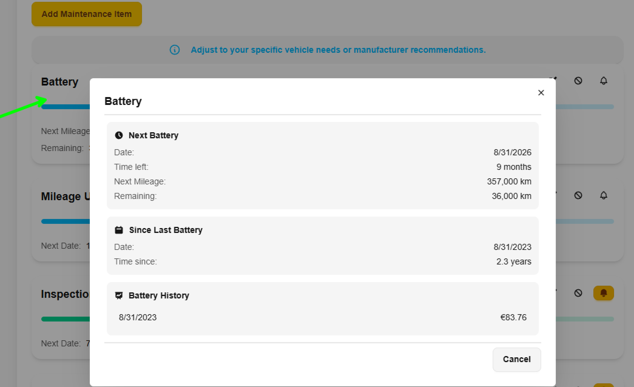 Maintenance Plan Setting Reminders