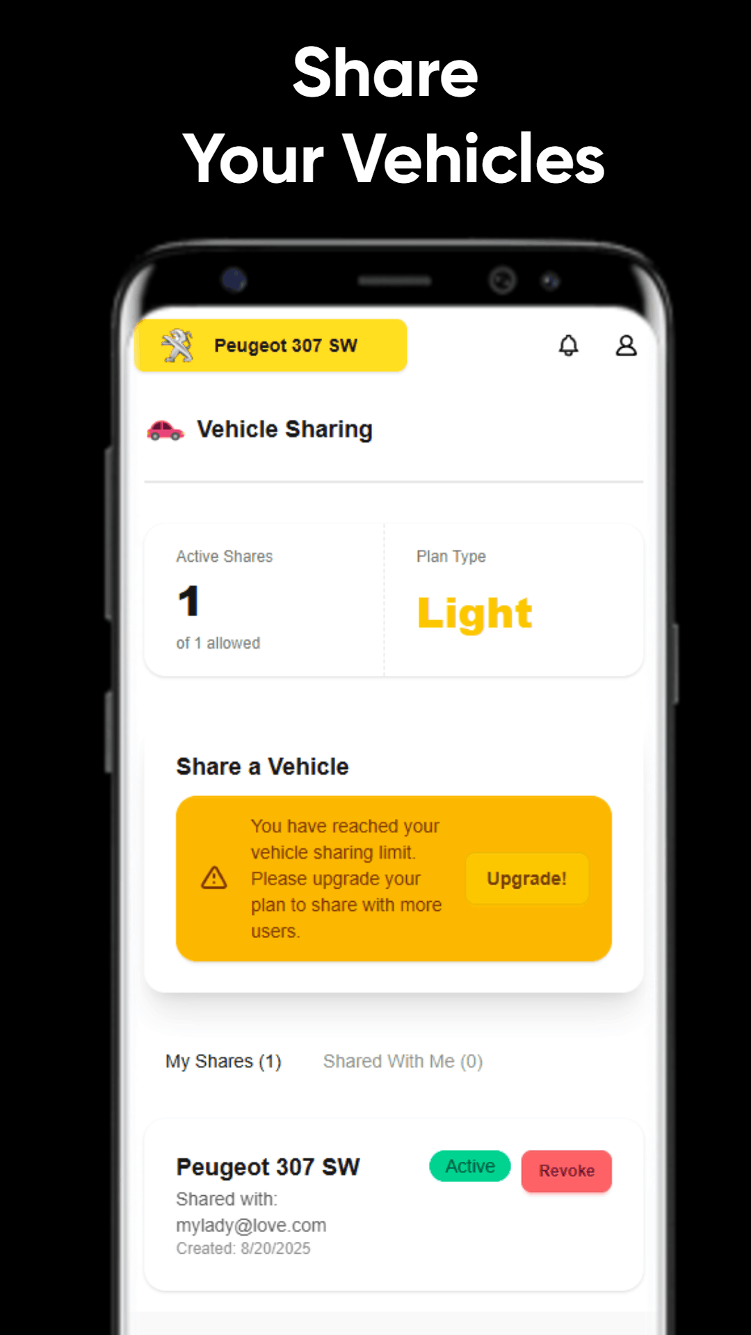 Share your vehicles